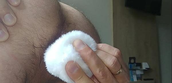  A shaved cock with dilator and cum